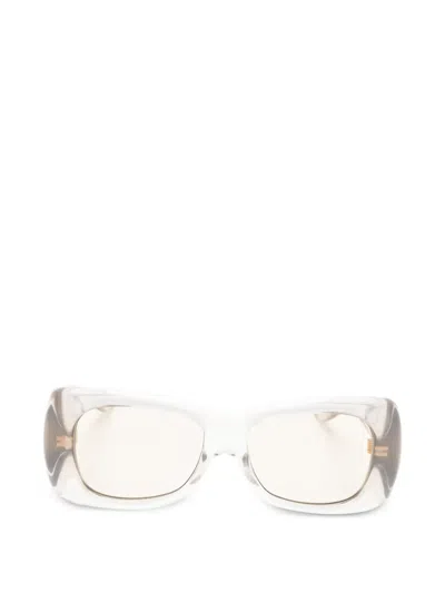 Saint Laurent Howl Rectangle-frame Sunglasses In Metallic