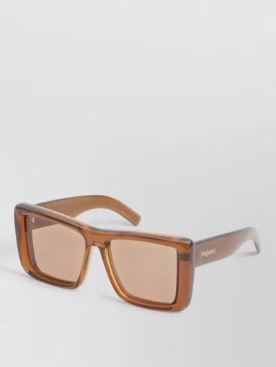 Saint Laurent Howl Rectangular Sunglasses Nylon Lenses Temples In Brown