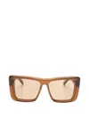 Saint Laurent Howl Rectangular Sunglasses Nylon Lenses Temples In Brown