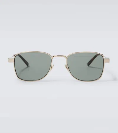Saint Laurent Hyper Rimlock Rectangular Sunglasses In Gold