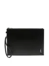 Saint Laurent Mini Leather Monogram Clutch Handbag In Black