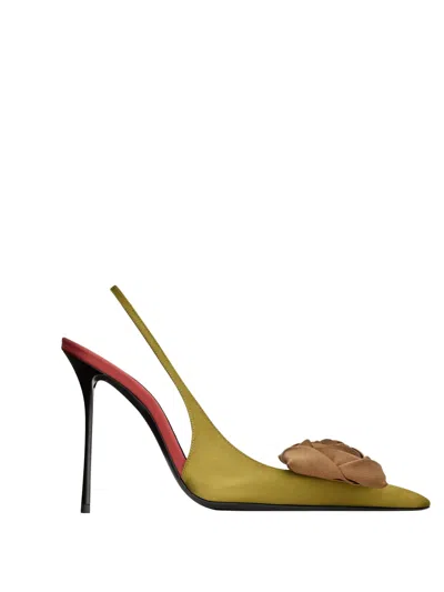 SAINT LAURENT IAM 110 AUGUSTIN HEELED SHOE IN SATIN