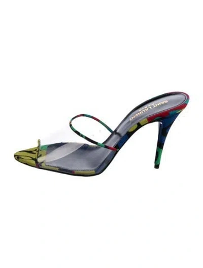 Pre-owned Saint Laurent Ibiza Flower Gippy 95 Mule Sandals Pvc Mules In Transparent