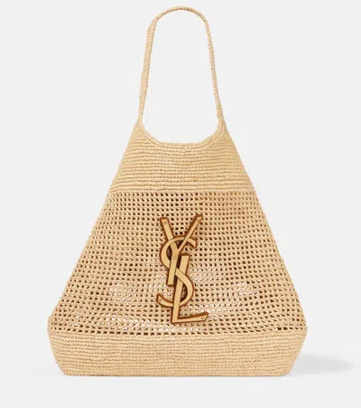 Saint Laurent Icare Crochet Raffia Shopping Bag