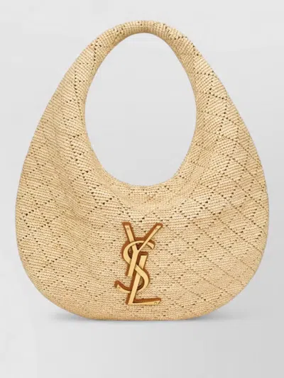 Saint Laurent Icare Hobo Raffia Shoulder Bag In Nude