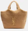 Saint Laurent Icare Maxi Shearling Tote Bag In Sand