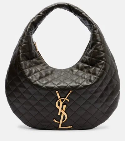 Saint Laurent Icare Ysl Quilted Nappa Leather Hobo Bag In Black