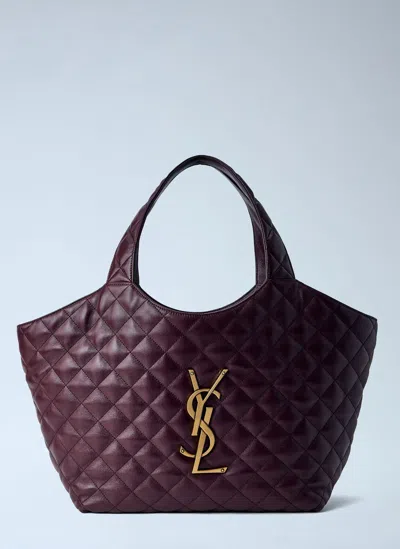 Saint Laurent Icare Medium Nappa Shoulder Bag In Burgundy