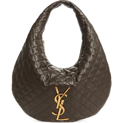 Saint Laurent Icare Quilted Leather Hobo Bag In Brown