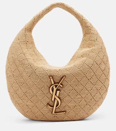 Saint Laurent Icare Raffia Shoulder Bag In Sand
