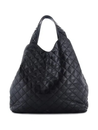 Pre-owned Saint Laurent Icare Shopping Quilted Leather Maxi Tote Bag In Black