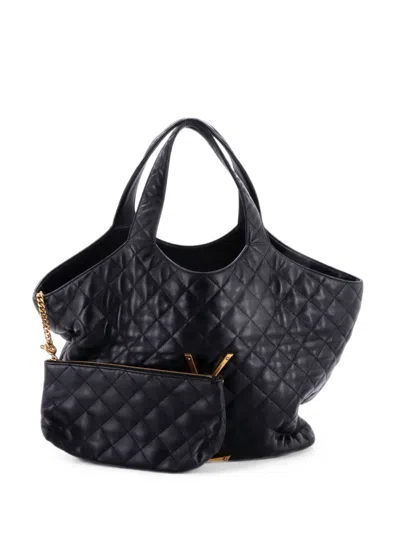 Pre-owned Saint Laurent Icare Shopping Quilted Leather Maxi Tote Bag In Black