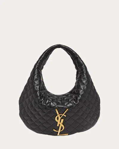 Saint Laurent Icare Ysl Quilted Nappa Leather Hobo Bag In Black
