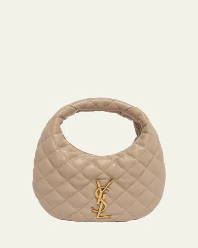 Saint Laurent Icareino Baby Ysl Quilted Leather Hobo Bag In Neutral