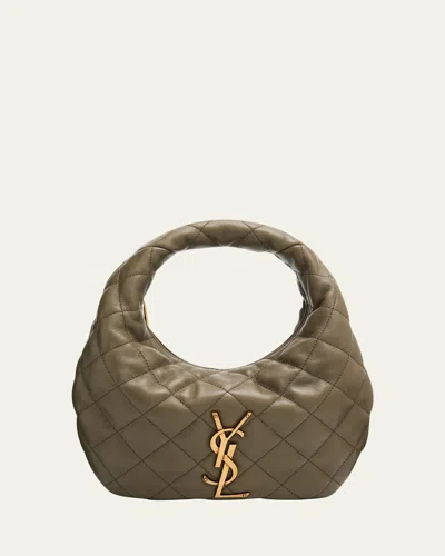 Saint Laurent Icarino Baby Ysl Quilted Leather Hobo Bag In Brown