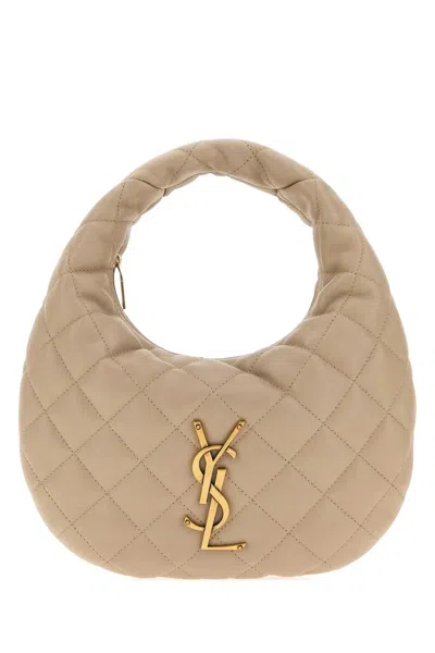 Saint Laurent Icarino Nappa Leather Shoulder Handbag, 22 Cm X 17 Cm X 7 Cm In Beige O Tan