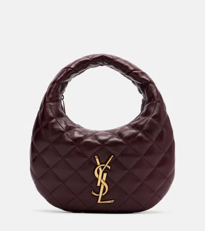 Saint Laurent Icarino Quilted Leather Top-handle Bag In Burgundy