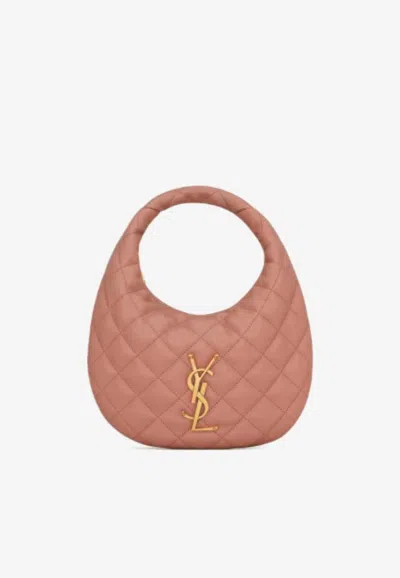 Saint Laurent Icarino Quilted Nappa Hobo Bag In Pink