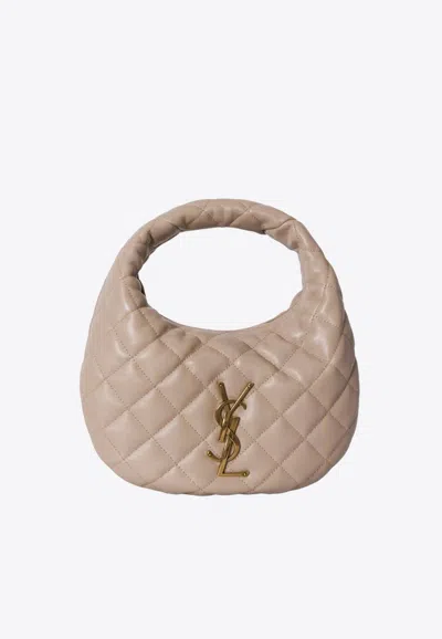 Saint Laurent Icarino Quilted Nappa Hobo Bag In Neutral