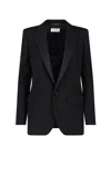 Saint Laurent Womans Black Gabardine Single-breasted Blazer In Black
