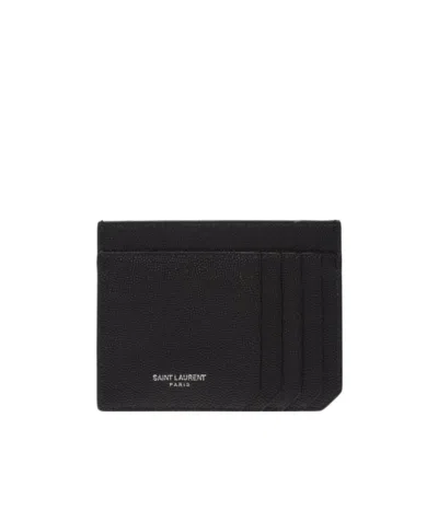 Saint Laurent Id Embossed Logo Cardholder In Black