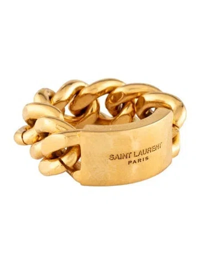 Pre-owned Saint Laurent Id Plaque Chain Band Ring In Multicolor