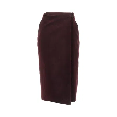 Saint Laurent Idi Velvet Wrap Skirt In Burgundy