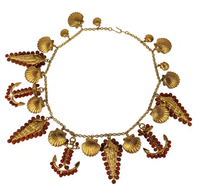 Pre-owned Saint Laurent Important Maison Gripoix For Yves  Poured Glass Nautical Necklace In Multi