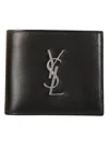 Saint Laurent Initials Logo Classic Bi-fold Wallet In Black