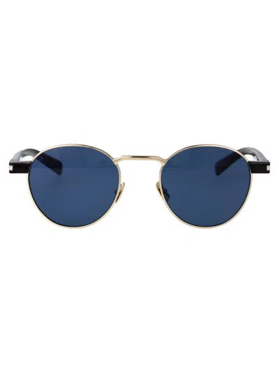 Saint Laurent Injectate Gold-havana Sunglasses In Blue