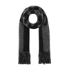 Saint Laurent Black Scarf With Inlaid Logo And Fringed Edge In Wool And Mohair Blend Woman In Black