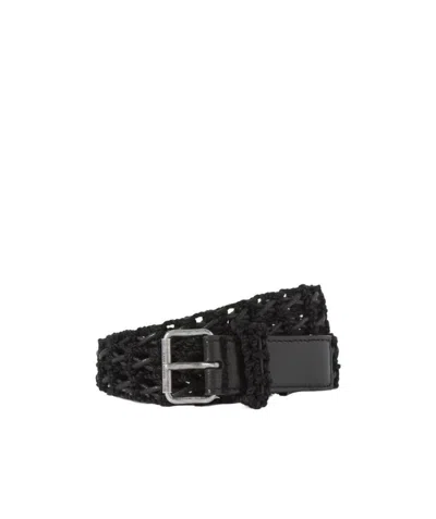 Saint Laurent Interwoven-design Buckle-fastening Belt In Black