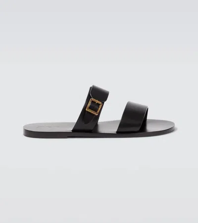 Saint Laurent Ios Buckled Leather Sandals In Black