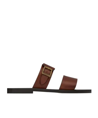 Saint Laurent Ios Open-toed Flat Sandals In Brown