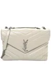 Saint Laurent Loulou Medium Leather Satchel In White