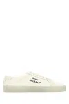 Saint Laurent Court Classic Distressed Logo-embroidered Canvas And Leather Sneakers In White
