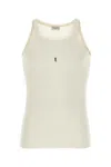Saint Laurent Wool And Cotton Blend Tank Top In White