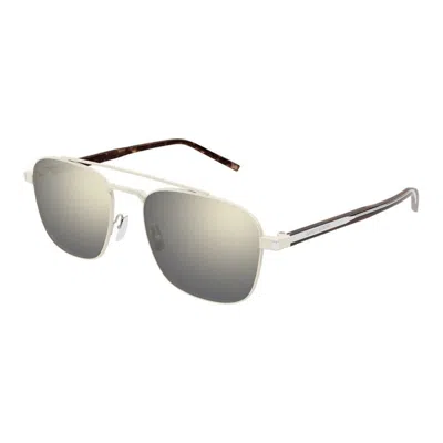 Saint Laurent Ivory Crystal White Metal Sunglasses