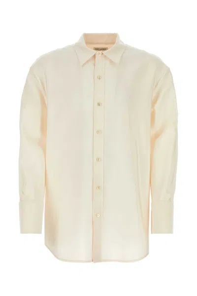 Saint Laurent Oversized Ivory Faille Shirt In White