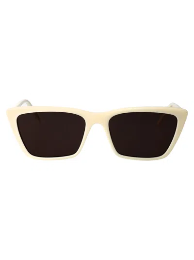 SAINT LAURENT SAINT LAURENT IVORY-IVORY-BLACK RECYCLED ACETATE SUNGLASSES