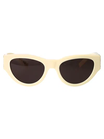 Saint Laurent Ivory-ivory-black Recycled Acetate Sunglasses In Neutral