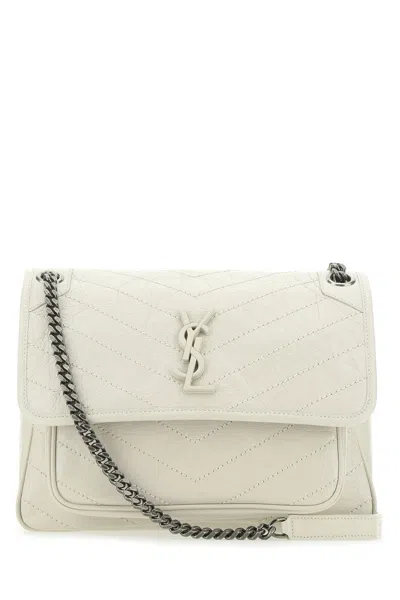 Saint Laurent Ivory Leather Medium Niki Shoulder Bag In White