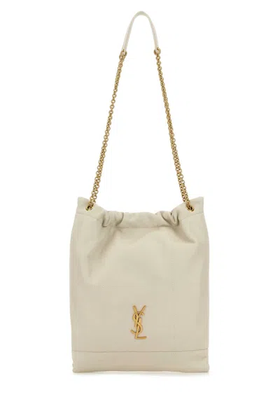 SAINT LAURENT IVORY LEATHER POCHON SHOULDER BAG