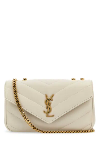 Saint Laurent Ivory Leather Small Loulou Shoulder Bag