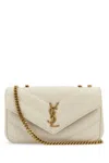 Saint Laurent Ivory Leather Small Loulou Shoulder Bag In Neutral