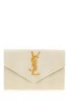 Saint Laurent Cassandre Chevron-quilted Leather Wallet In White