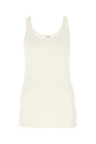 Saint Laurent Ribbed Modal And Cotton-blend Jersey Tank In White