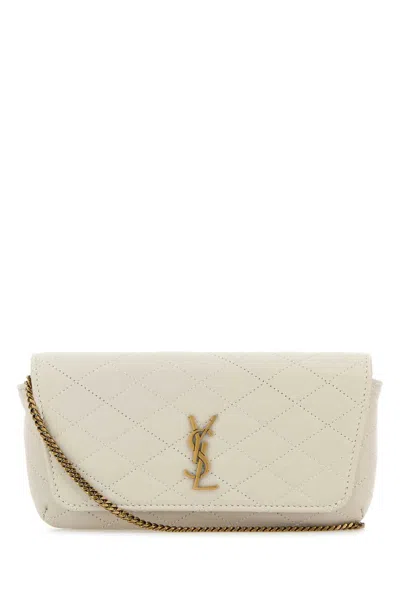 Saint Laurent Ivory Nappa Leather Gaby Phone Holder In White