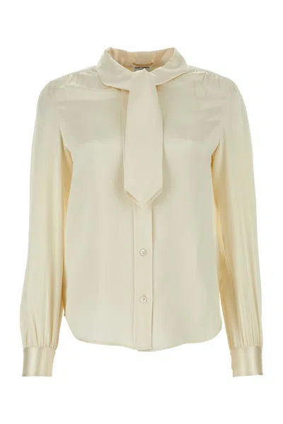 Saint Laurent Blusa In Seta Avorio Donna In White