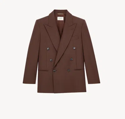 Saint Laurent Jack Double Breasted In Brown
